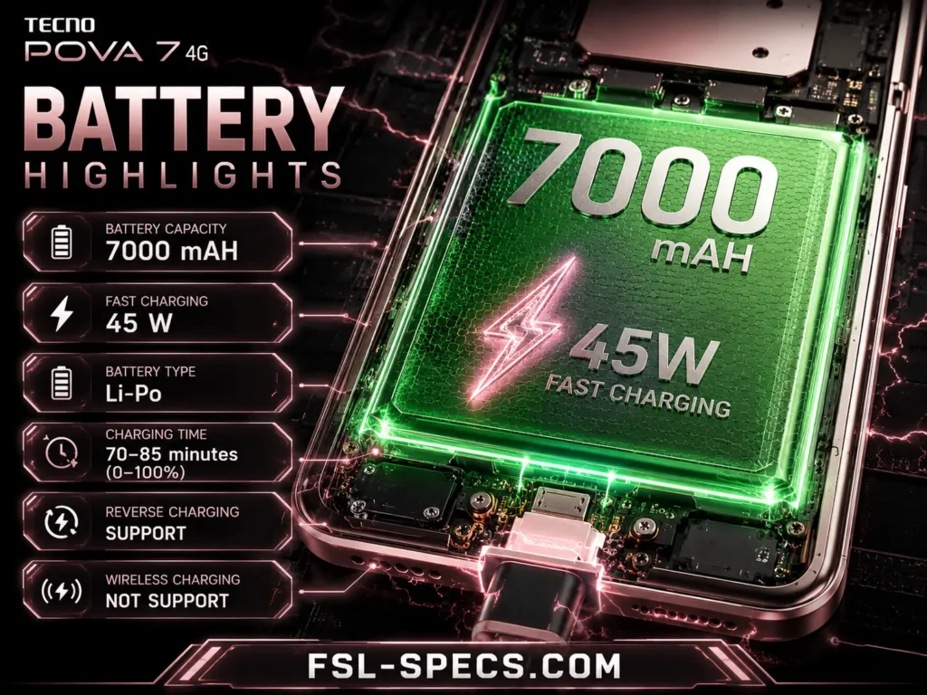 Tecno Pova 7 4G Battery FSL-Specs.com