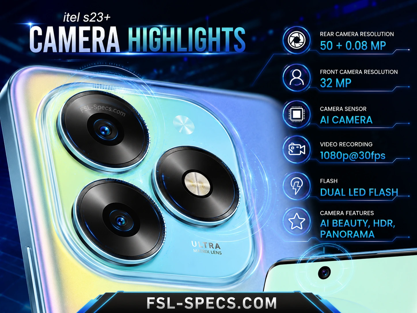 Itel S23+ camera FSL-Specs.com