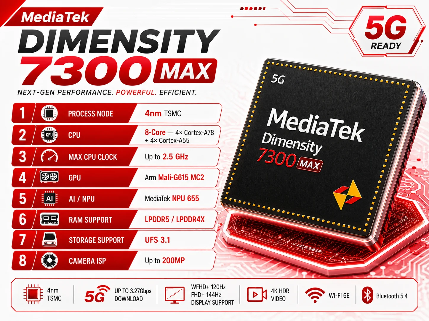 MediaTek Dimensity 7300 Full Specs, AnTuTu Score & Benchmarks FSL Specs