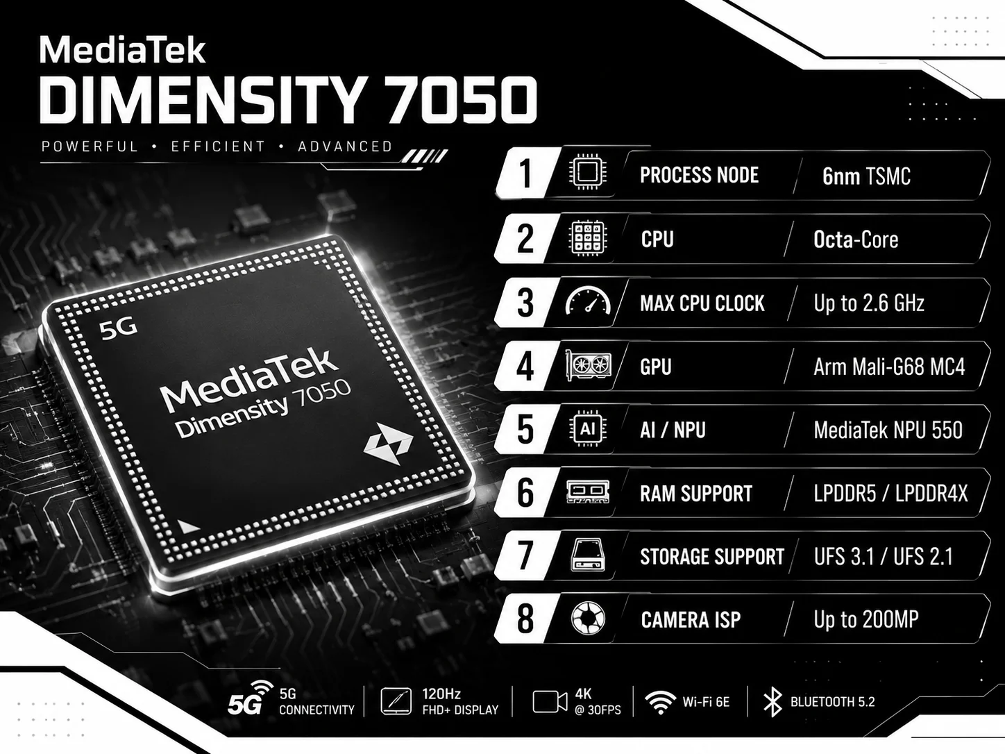 MediaTek Dimensity 7050 Full Specs, AnTuTu Score & Benchmarks FSL Specs