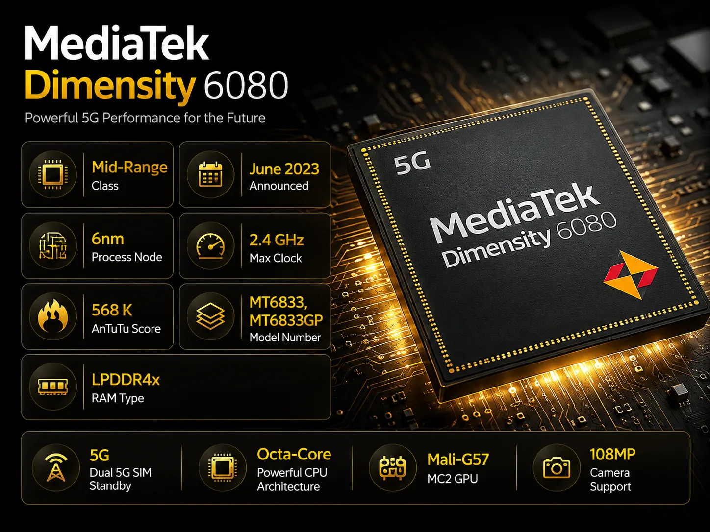 MediaTek Dimensity 6080 Full Specs, Benchmarks & AnTuTu Score FSL Specs MediaTek Dimensity 6080 Full Specs, Benchmarks & AnTuTu Score FSL Specs